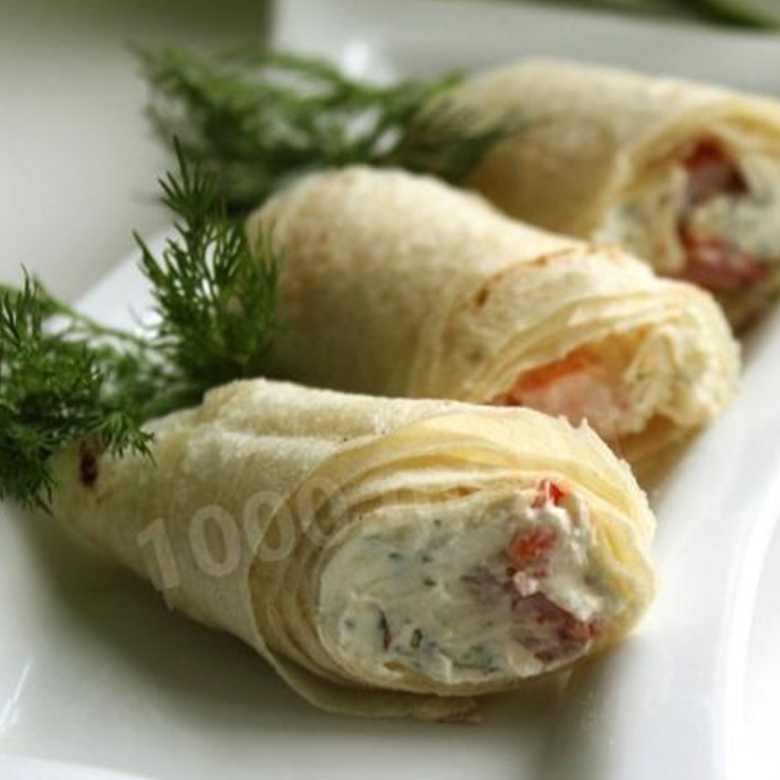 рулетики с креветками и сыром